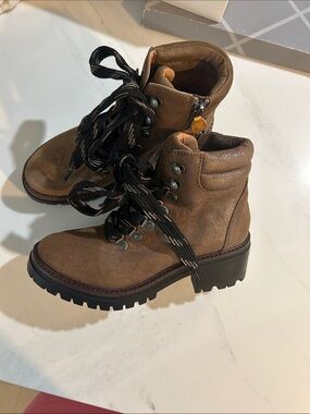 gentle souls Brown Lace-Up Lug Ankle Boots